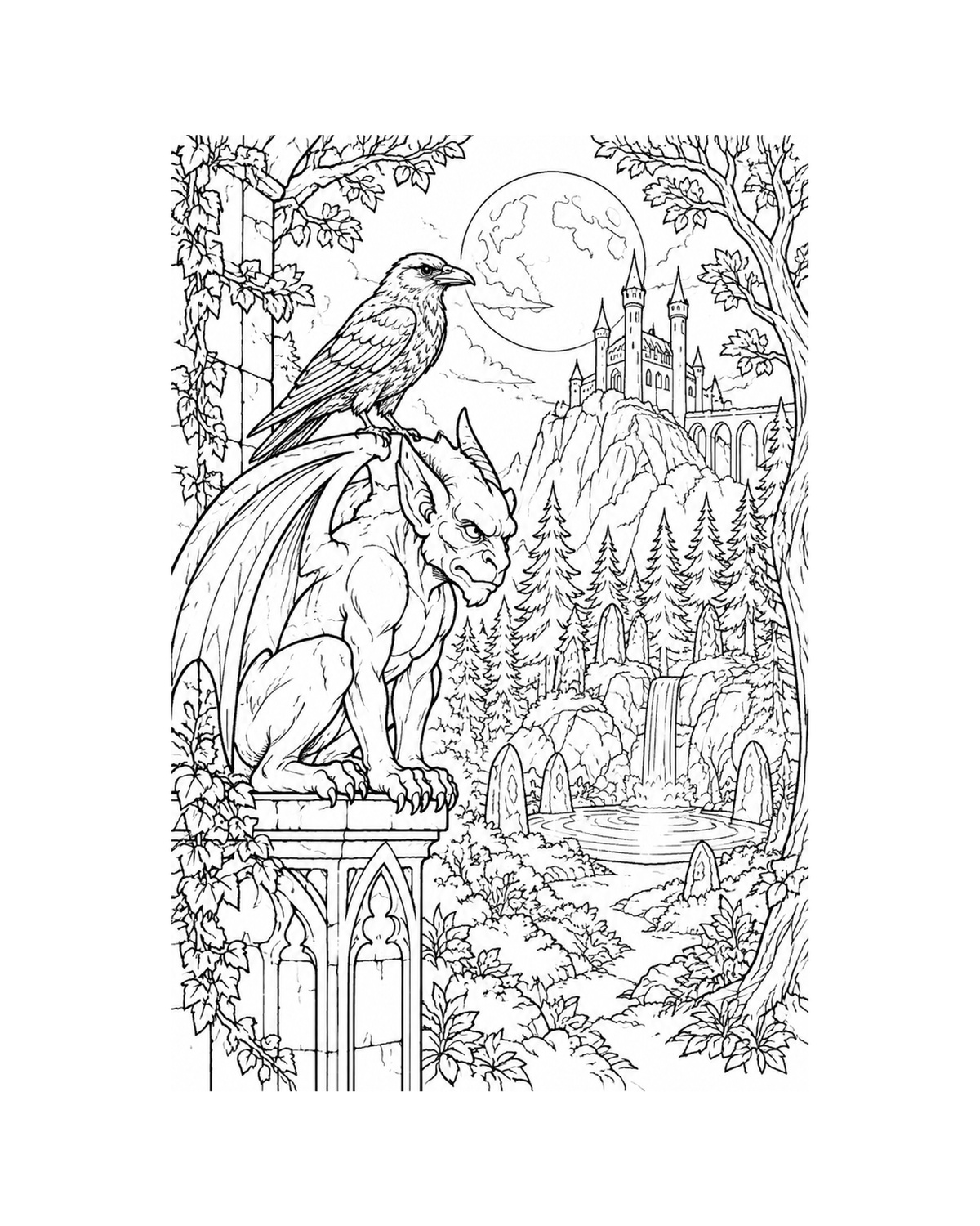 Gothic Coloring Book: Moonlit Skies, Ravens & Dark Mysteries