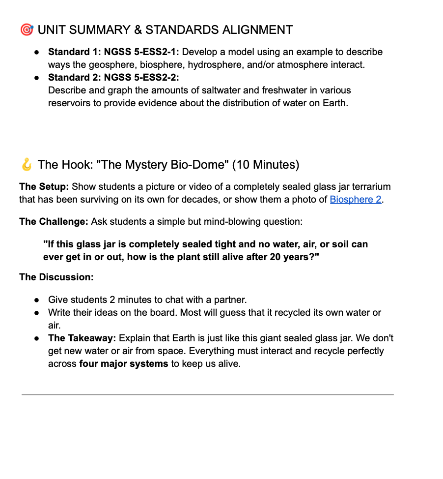 Earth Systems Lesson Plan