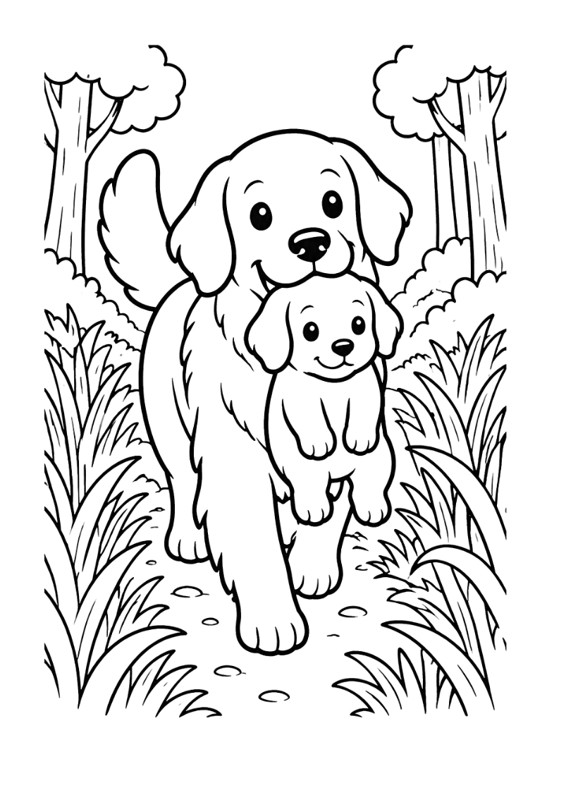 Non-Stop Golden Retriever Coloring Book