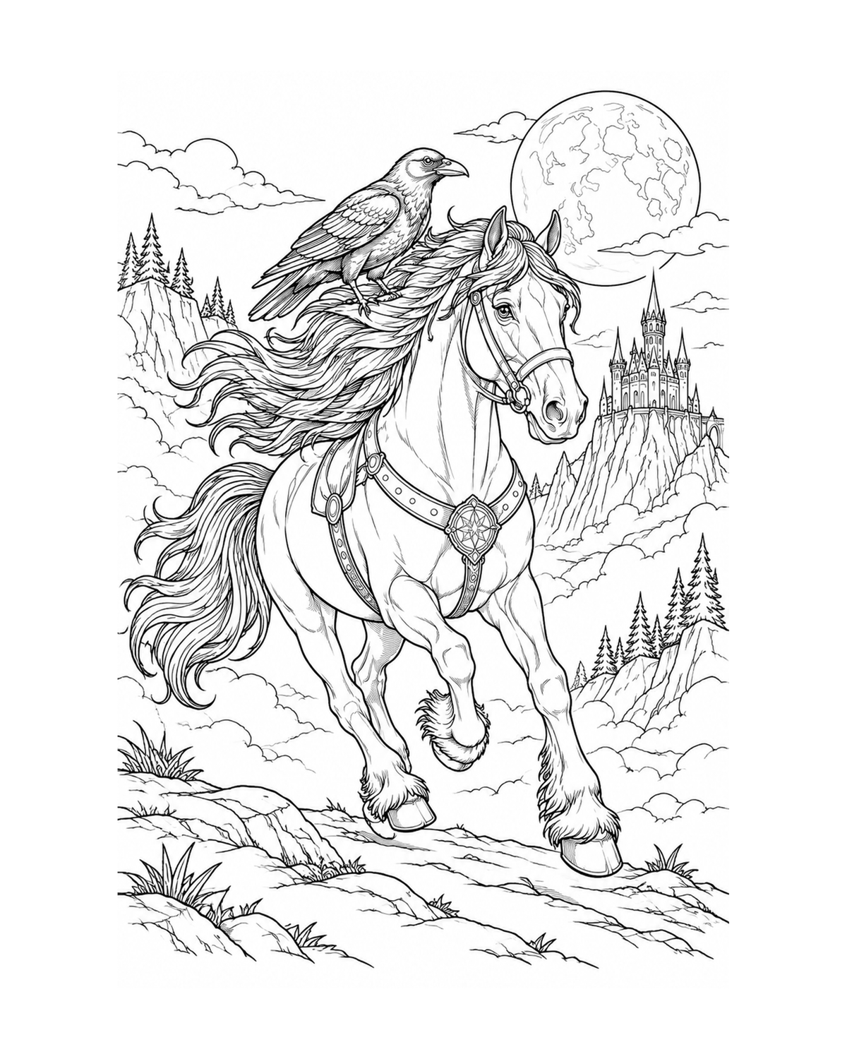 Gothic Coloring Book: Moonlit Skies, Ravens & Dark Mysteries