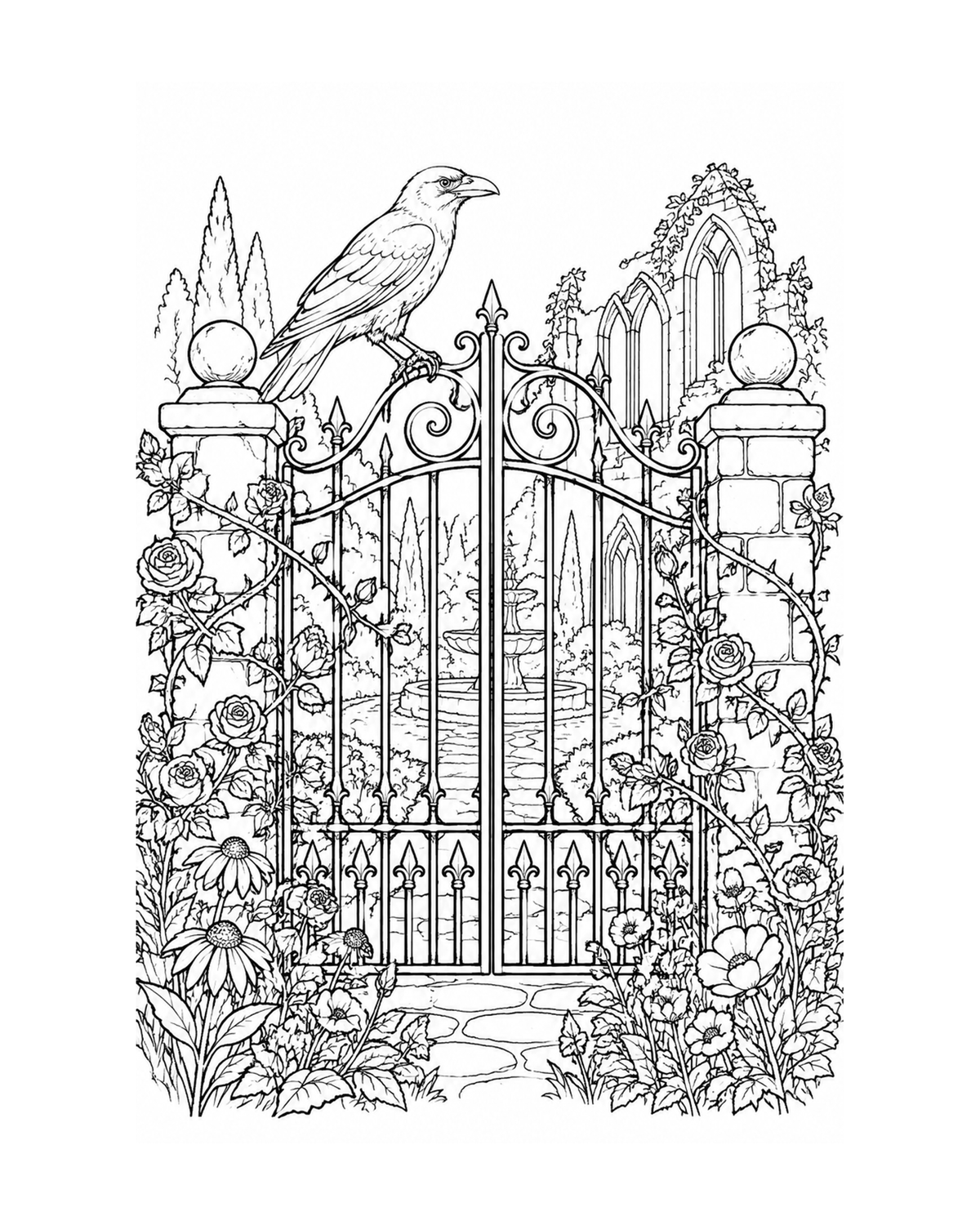 Gothic Coloring Book: Moonlit Skies, Ravens & Dark Mysteries