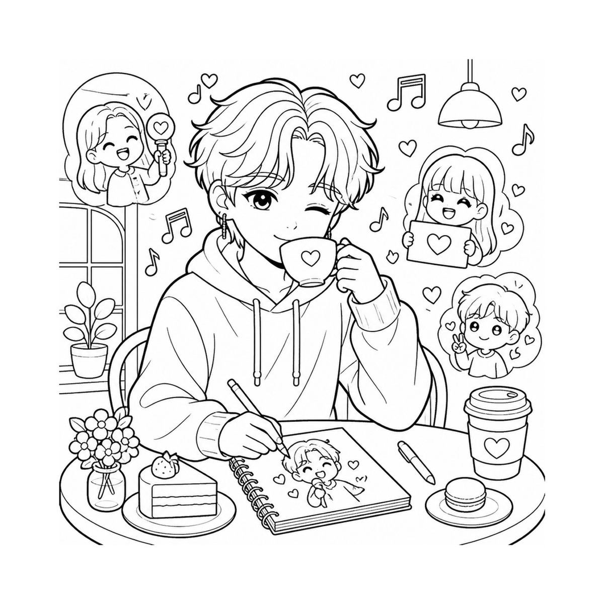 K-Pop Adventures Printable Coloring Book for Teens – PDF Download