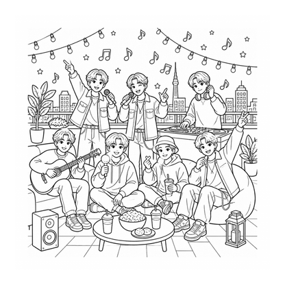 K-Pop Adventures Printable Coloring Book for Teens – PDF Download
