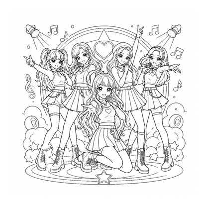K-Pop Adventures Printable Coloring Book for Teens – PDF Download