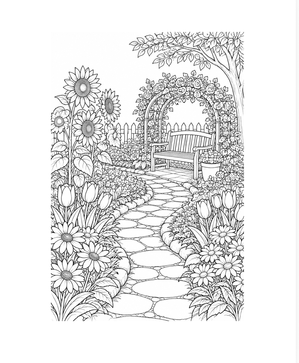 Serene Gardens: Botanical Coloring Book for Adults & Teens Featuring Beautiful Plants & Flowers