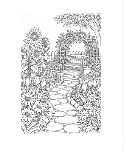 Serene Gardens: Botanical Coloring Book for Adults & Teens Featuring Beautiful Plants & Flowers