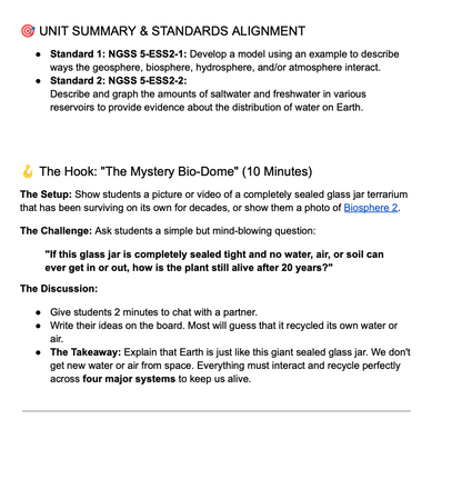 Earth Systems Lesson Plan
