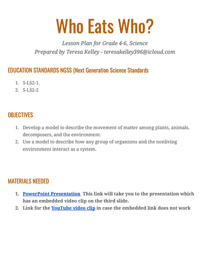 Food Chains and Biomes Lesson | Grades 4–6