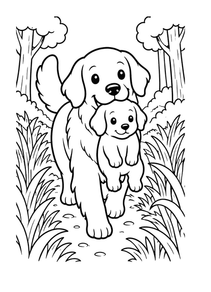 Non-Stop Golden Retriever Coloring Book
