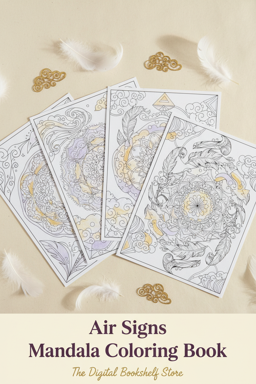 Air Signs Mandala Coloring Book Cover