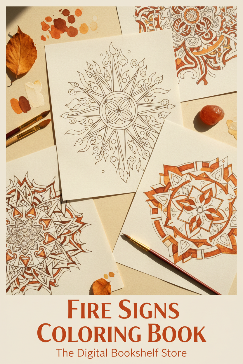 Fire Signs Mandala Coloring Book Cover